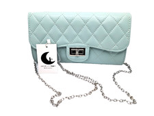Borsa  Borsetta Tracolla Donna  marca Michelle Moon In Ecopelle Blu Acqua Marina