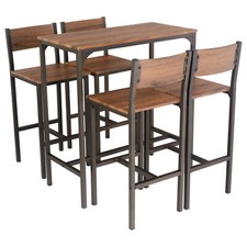 SET TAVOLO BAR E 4 SGABELLI Arredamento Salotto Cucina Noce Marrone Mod. VENICE
