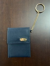VALENTINO GARAVANI PORTACHIAVI PORTAMONETE BLU 7X9,5 cm ANNI '80 VERA PELLE