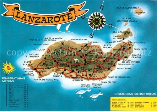Lanzarote isole canarie mappa - lanzarote,