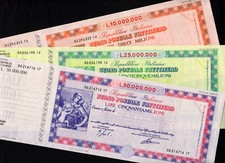 Buono Fruttifero Postale Lire 10, 25 e 50 Milioni nuovi con matrice