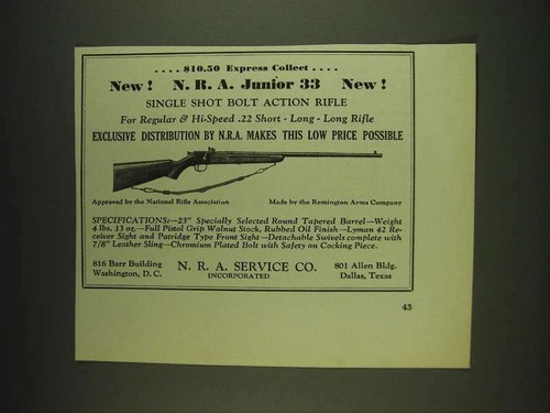 1932 pubblicità fucile - n.r.a.,