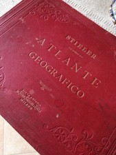 Antico atlante scolastico 1890, geografia politica e fisica Italia