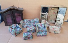 Lotto di mobili casa delle bambole vintage dolls house furniture lot