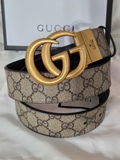 Autentica Cintura Reversibile Marrone Monogram Marmont Gucci Oro GG 30/32 90cm