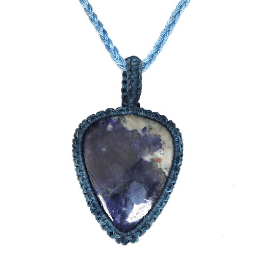Collana sodalite macramè - collana,