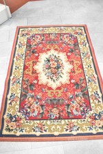 Tappeto Beige Rosso Blu A Fiori 180x120 Cm