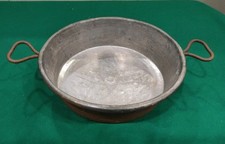 Tegame in rame antica con manici Diametro 25cm padella stagnata 