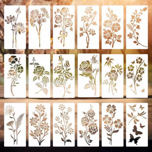 18pcs stencil pittura fiori - stencil,