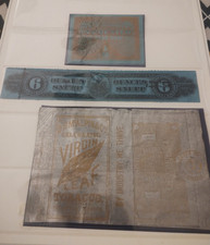 Etichette entrate accise x3, etichetta tabacco vergine in lamina di metallo, mezzo barile, oncia sn