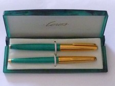 VINTAGE SOYUZ " MALACHITE"  PEN SET 1974 LENINGRAD GOLDEN NIB  MINT