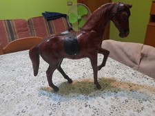 Vecchio Cavallo Tutto In Legno Massiccio Con Sella In Vera Pelle.  Vintage!