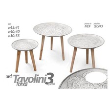 SET 3 TAVOLINI PIEDI IN LEGNO