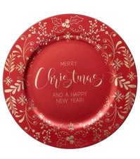 6 Sottopiatti Posto-Tavola Linea Christmas Colore Rosso, Melamina Tognana 33 cm