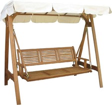 Dondolo da Giardino 3 Posti in Acacia cm 206x130x200 h Marrone Magazzini Cosma