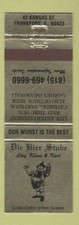 Matchbook Cover - Die Bier