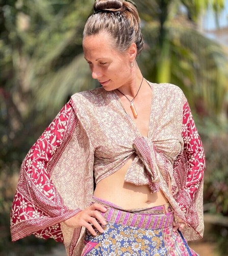 Boho top with wide - top,