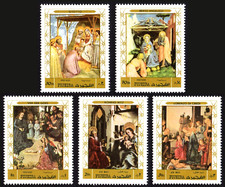 Fujeira 1970 Quadro Natale Giotto Van der Goes Angelico Witz Credi 5v MNH
