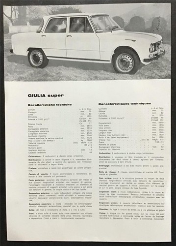 Alfa romeo giulia - super, scheda