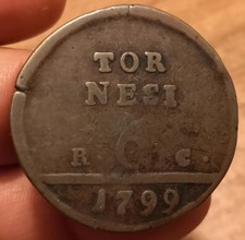 Moneta 6 Tornesi 1799, Regno Di Napoli Ferdinando IV, Rara, Rif. 8786