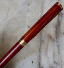 Raro Penna Stilo S.T.DUPONT Laccato Di Cina Ambra & Vermiglio 925- Oro 18 Cts