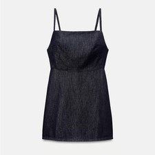 Abito corto in denim trf blu
