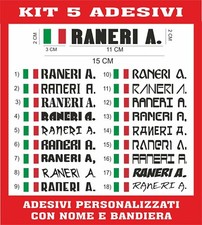 5 ADESIVI NOME + BANDIERA