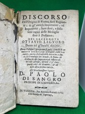 1712 OTTAVIO LIGUORO DISCORSO DELL'ORIGINE DI ROMA MEDAGLIE LIBRO ANTICO VINTAGE