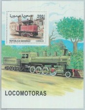 C0482 - Western SAHARA OCCIDENTALI - 1999, foglio miniatura: treni, locomotive