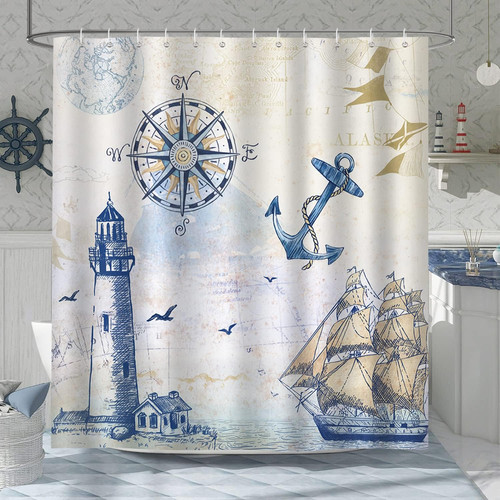 Nautical sailboat shower - nautical,