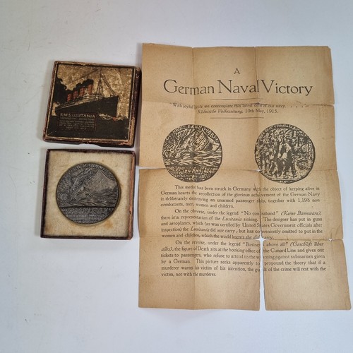Ww1 lusitania sinking medal - ww1,