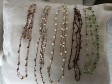 collane artigianali a uncinetto, filato prezioso lurex con cristalli e perle