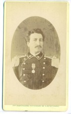 A03-CDV Albumin Carte de Visite Uniform Officier medal ph Bartolena Livorno