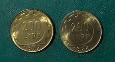 LOTTO 2 MONETE 200 LIRE 1977-1978 - FDC DA ROTOLINO