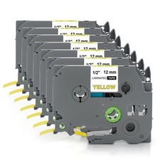 Yellow Yeti 7 Cassette Nastri Laminati TZe 631 TZ 631 nero su giallo 12mm x 8m