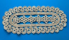 Autentico centrino ovale rumeno ROMANIA 🇷🇴 uncinetto a mano pizzo macramè vintage