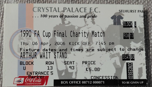 Biglietto stub crystal palace - biglietto,