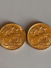 Mezza sterlina d'oro Edward VII del 1910 e Giorgio V del 1919