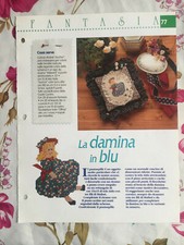 Schema punto croce Ricamo La damina in blu puntaspilli