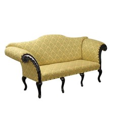 Antico Divano ad Orecchioni Noce Tessuto Italia XVIII Secolo Originale