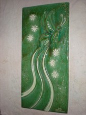 Formella Farfalla Vintage Ceramica Smaltata Placca Pannello Altorilievo Arredo