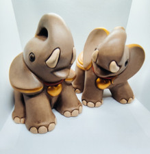 Coppia Elefanti THUN con Cuore Dorato – Ceramica Originale, Ottimo Stato