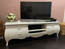 mobile soggiorno porta TV, bianco lucido con finitura argento