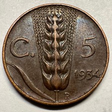 1934 Italy 5 Centesimi -