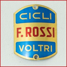 CICLI F. ROSSI VOLTRI TESTA TUBO METALLO DISTINTIVO VINTAGE STRADA CORSA BICI BICICLETTA VECCHIA