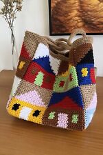 Borsa uncinetto donna con mattonelle