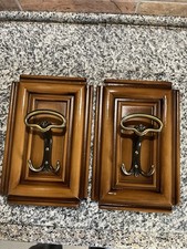 Coppia Appendiabiti Vintage Anni 80 Legno E Ferro Stile Ottone