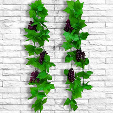 2 Pezzi Viti Uva Artificiali 2,4 Metri, Uva Finta Realistica Con Foglie, Simulat