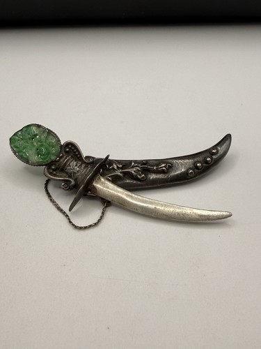 Spilla coltello jambiya giada - coltello,