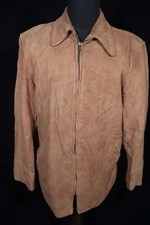 Vintage- da Uomo 1950's McGregor Lungo Marrone pelle di Daino Giacca Taglia L VG